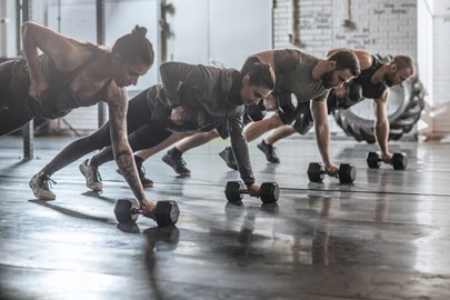 Men and women doing sports